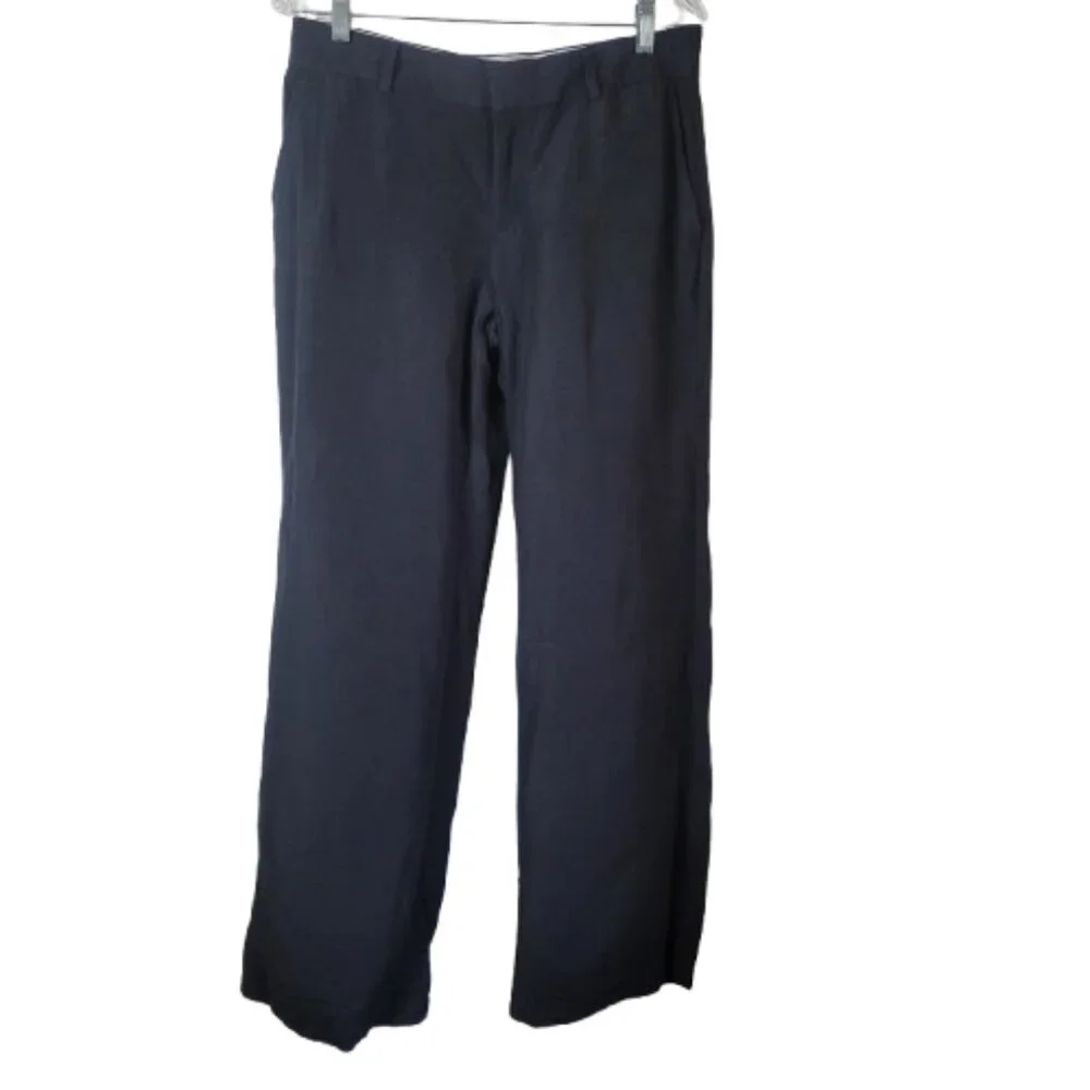 Banana Republic Linen Wide Leg Pants Black